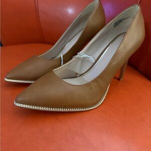 BCBGeneration Tan Heels with Gold Trim